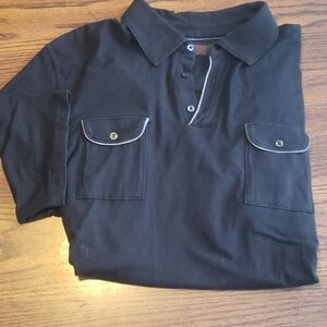 𝅺3/$20 Perry Ellis Black Polo Shirt With Pockets